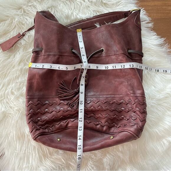 A.S.98 | Women’s Merlot Burgundy Leather Hobo Bucket Bag Leather Shoulder Purse - Picture 7 of 8